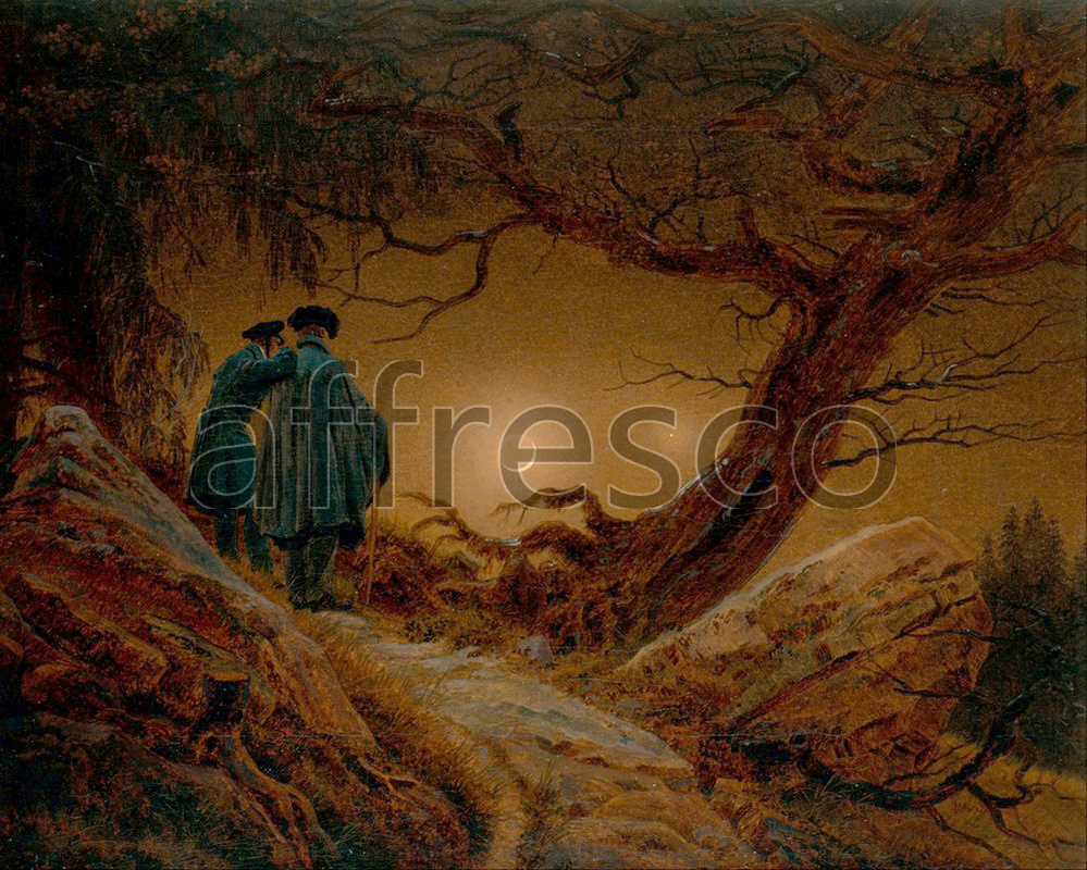 Classic landscapes | Caspar David Friedrich Two Men Contemplating the Moon | Affresco Factory