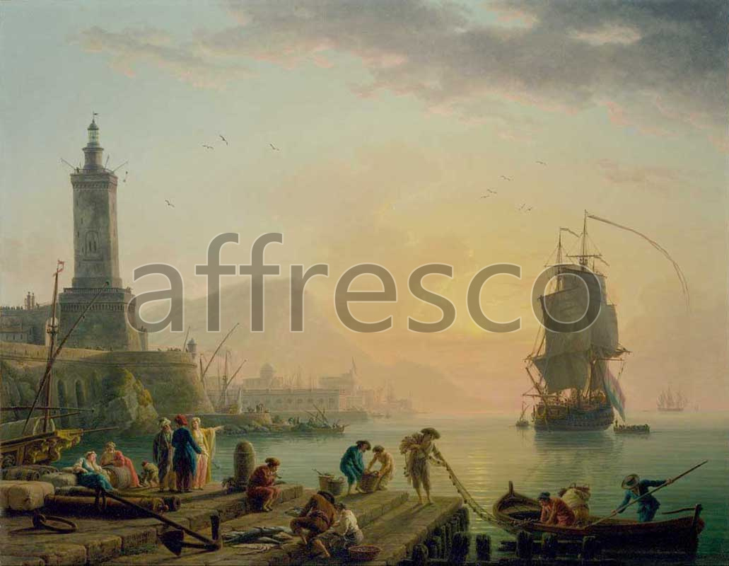 Classic landscapes | Claude Joseph Vernet A Calm at a Mediterranean Port | Affresco Factory