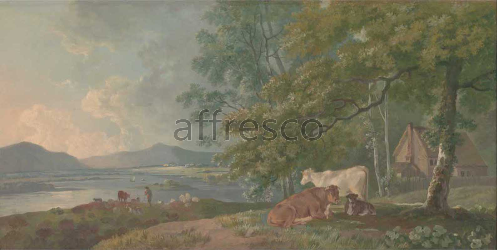 Classic landscapes | George Barret Morning Landscape with Cattle | Affresco Factory