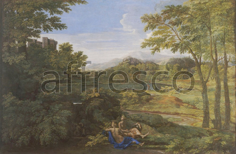 Classic landscapes | Nicolas Poussin Paysage avec deux nymphes et un serpent | Affresco Factory