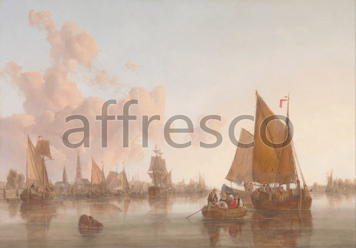 Marine art | John Berney Crome Sailing Boats and Barges on a Dutch Estuary | Affresco Factory