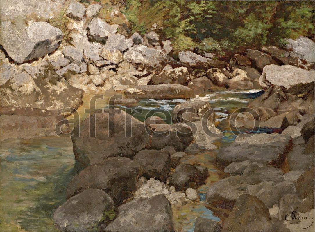 Classic landscapes | Carl Schuch Mountain Stream with Boulders | Affresco Factory