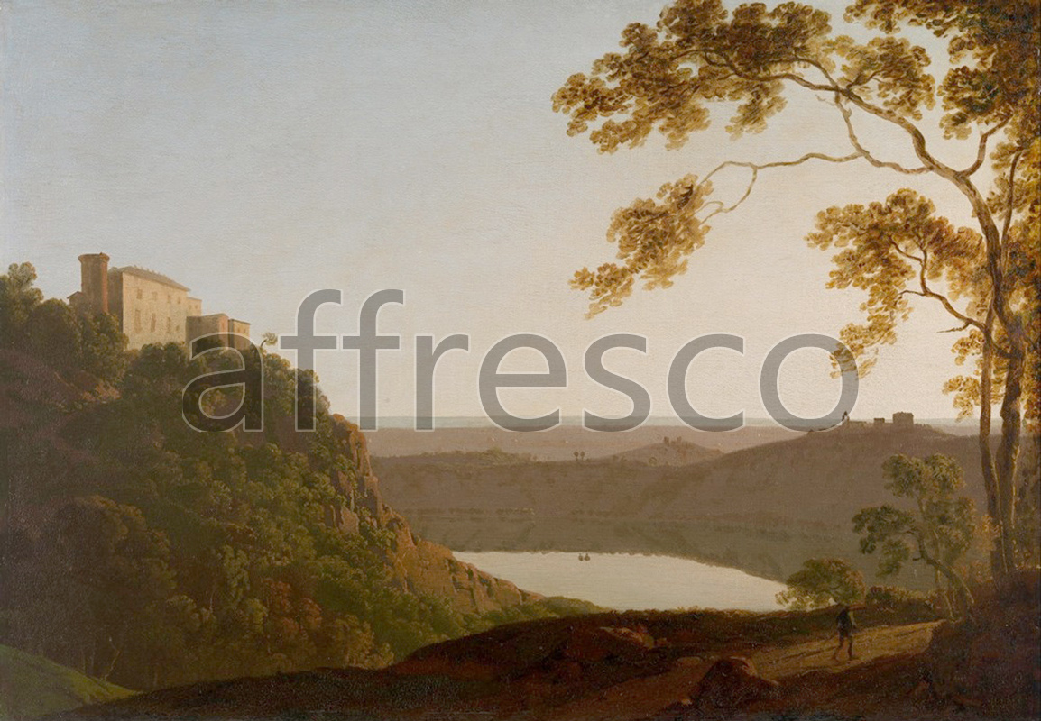 Classic landscapes | Joseph Wright of Derby Lake Nemi sunset | Affresco Factory