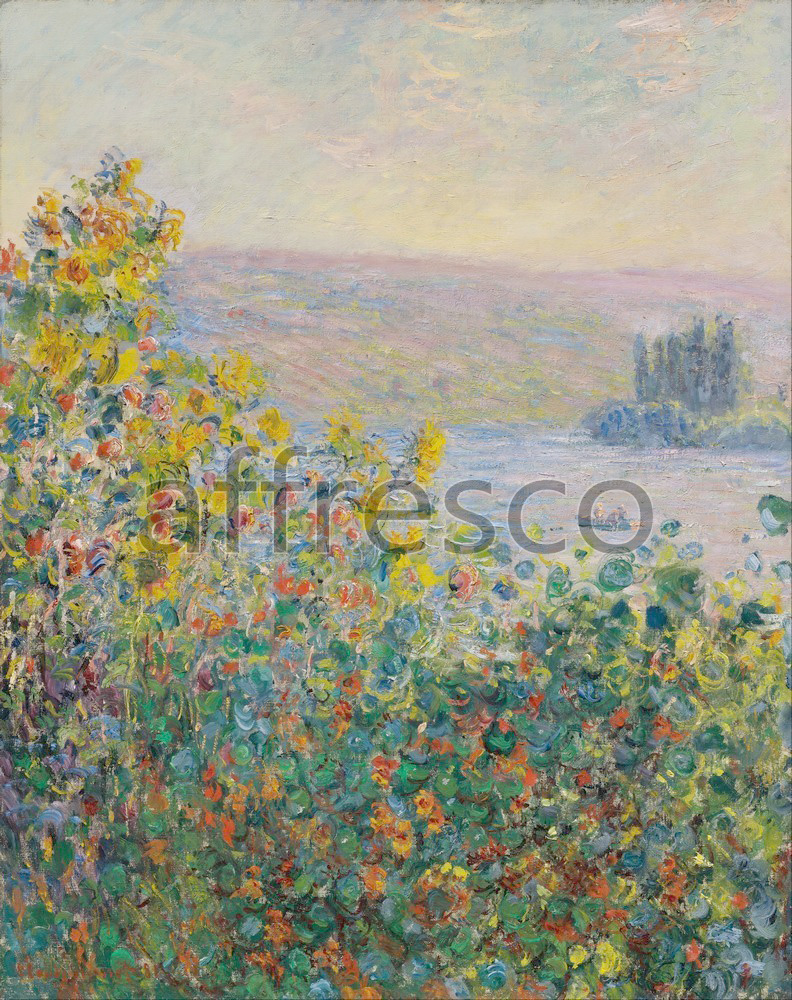 Impressionists & Post-Impressionists | Claude Monet Flower Beds at Vetheuil | Affresco Factory