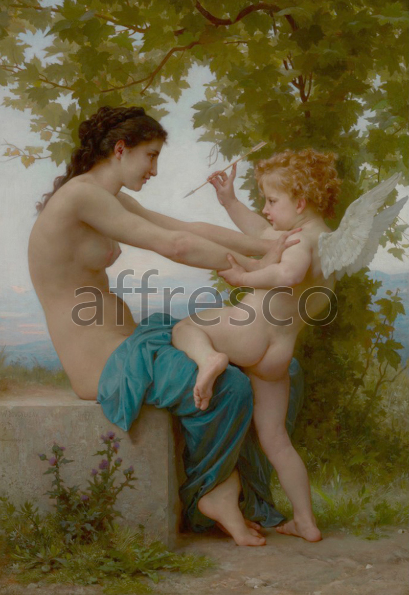 Classical antiquity themes | William Adolphe Bouguereau A Young Girl Defending Herself against Eros | Affresco Factory