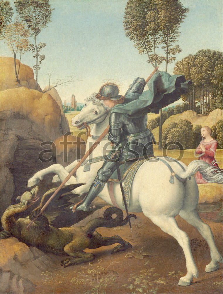 Biblical themes | Raphael Saint George and the Dragon | Affresco Factory