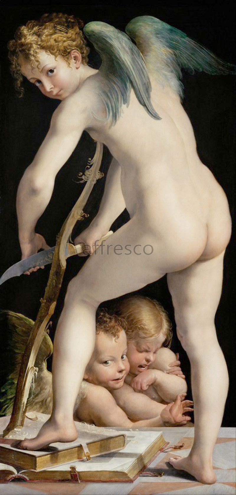 Classical antiquity themes | Francesco Mazzola called Parmigianino Bow carving Amor | Affresco Factory