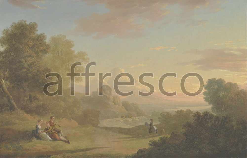 Classic landscapes | Thomas Jones An Imaginary Landscape with a Traveller and Figures Overlooking the Bay of Baiae | Affresco Factory