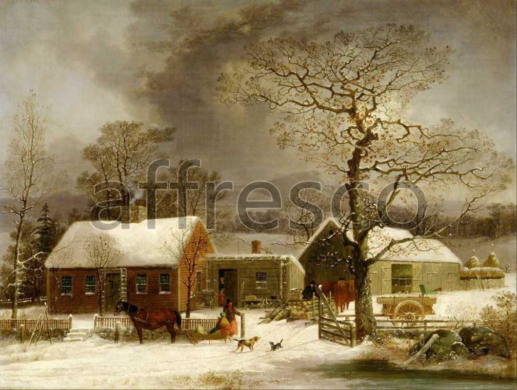 Classic landscapes | George Henry Durrie Winter Scene in New Haven Connecticut | Affresco Factory