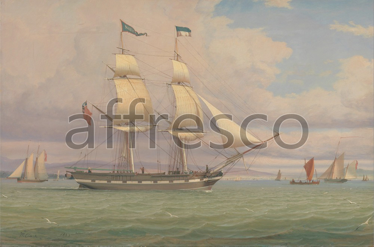 Marine art | William Clark The English Brig Norval before the Wind | Affresco Factory