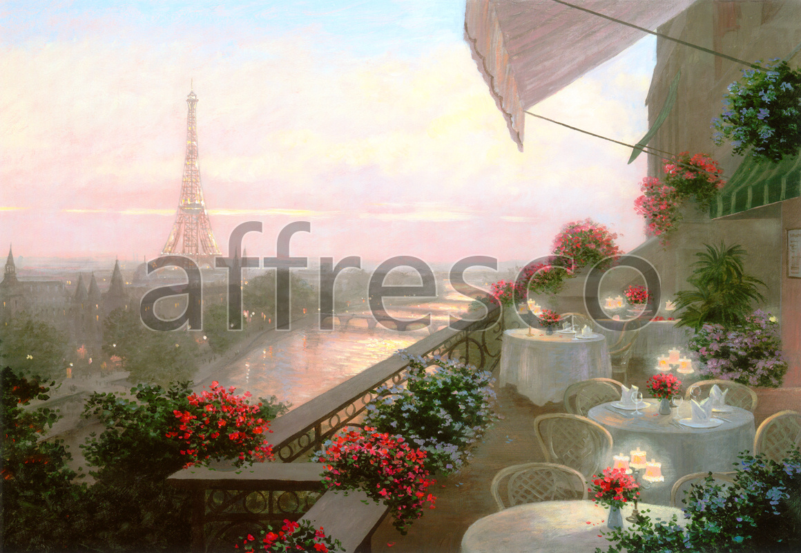 6367 | Picturesque scenery | Evening café in Paris | Affresco Factory