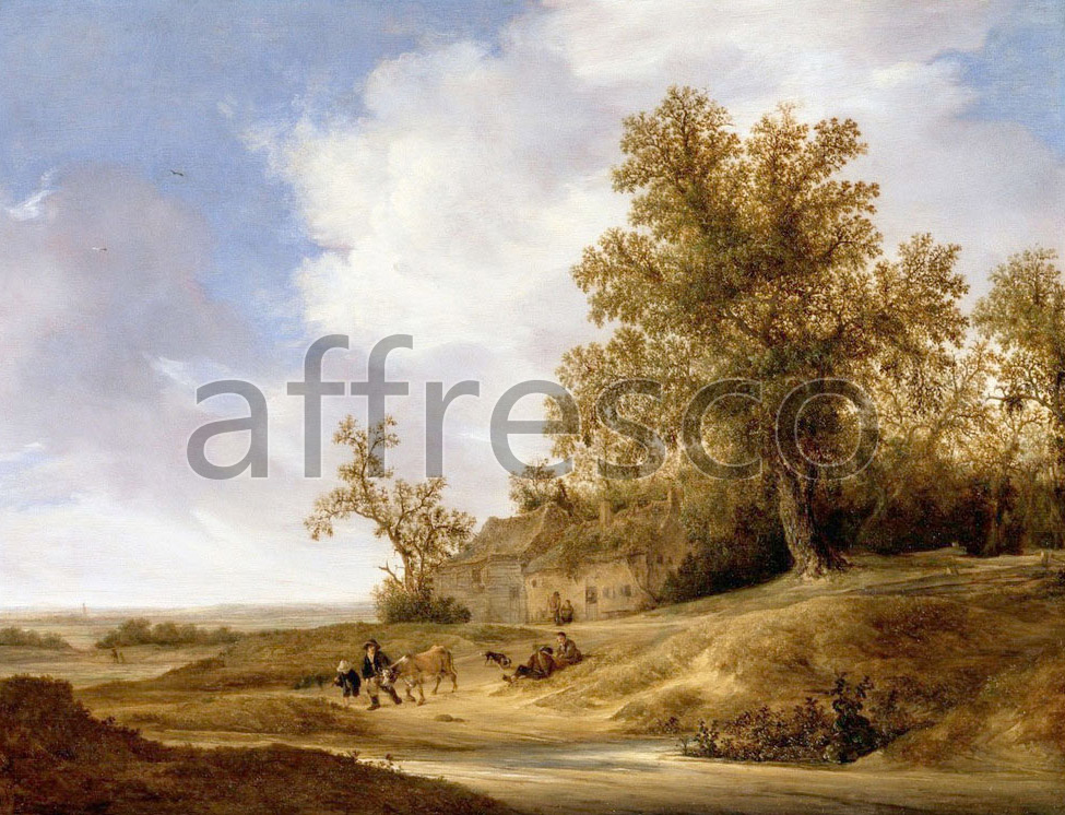 Classic landscapes | Van Moscher Jakob A Road near Cottages | Affresco Factory