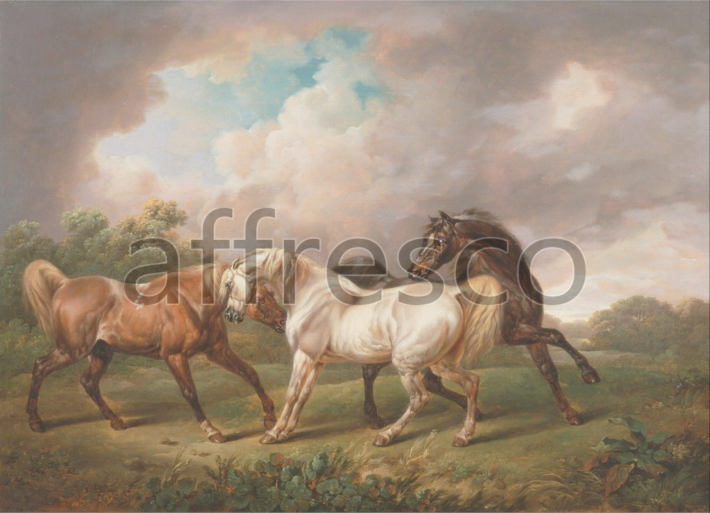 Paintings of animals | Charles Towne Three Horses in a Stormy Landscape | Affresco Factory