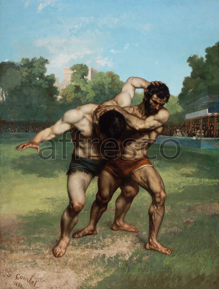 Scenic themes | Gustave Courbet The Wrestlers | Affresco Factory