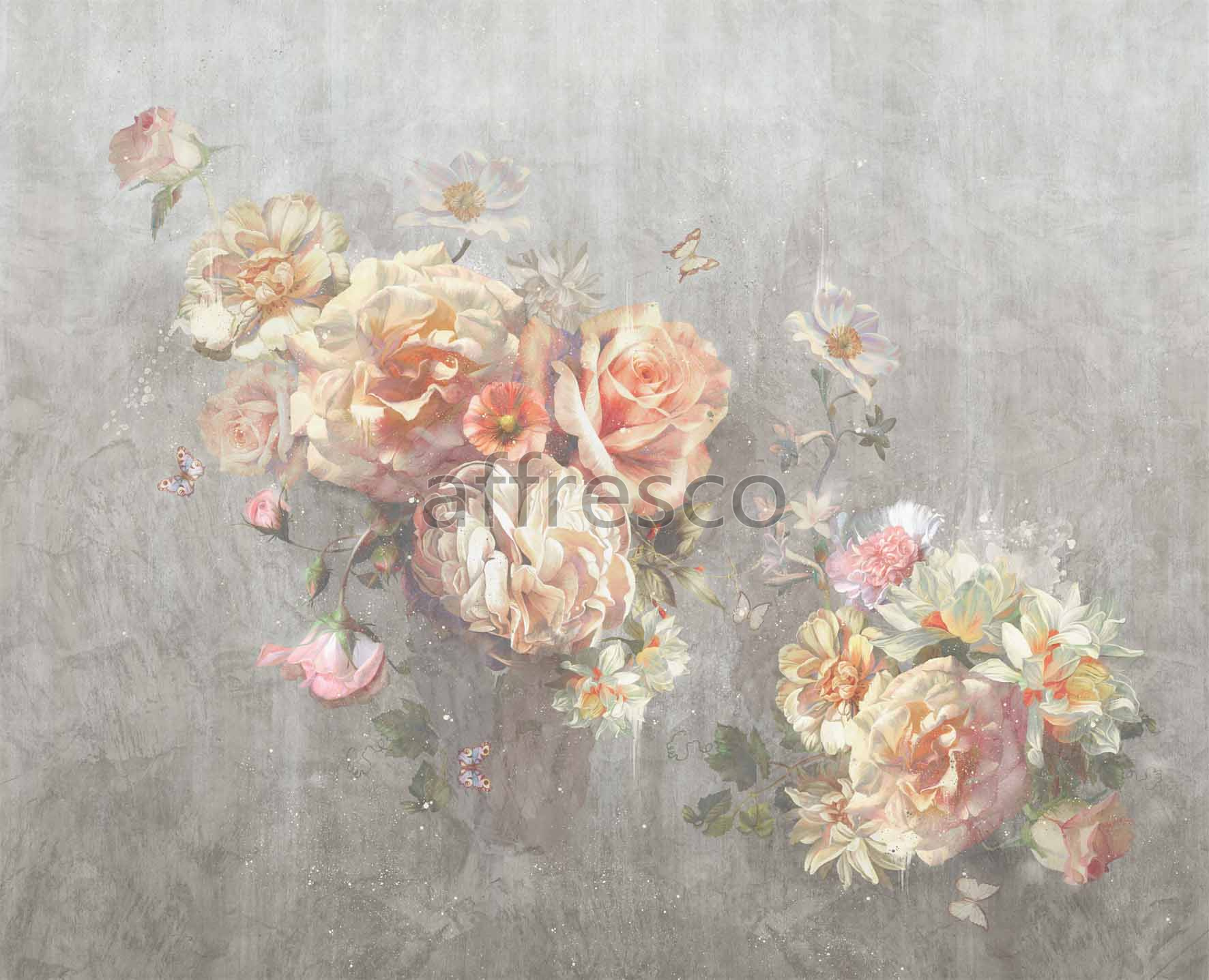 ID135930 | Flowers | Flower Arrangement with Butterflies | Affresco Factory