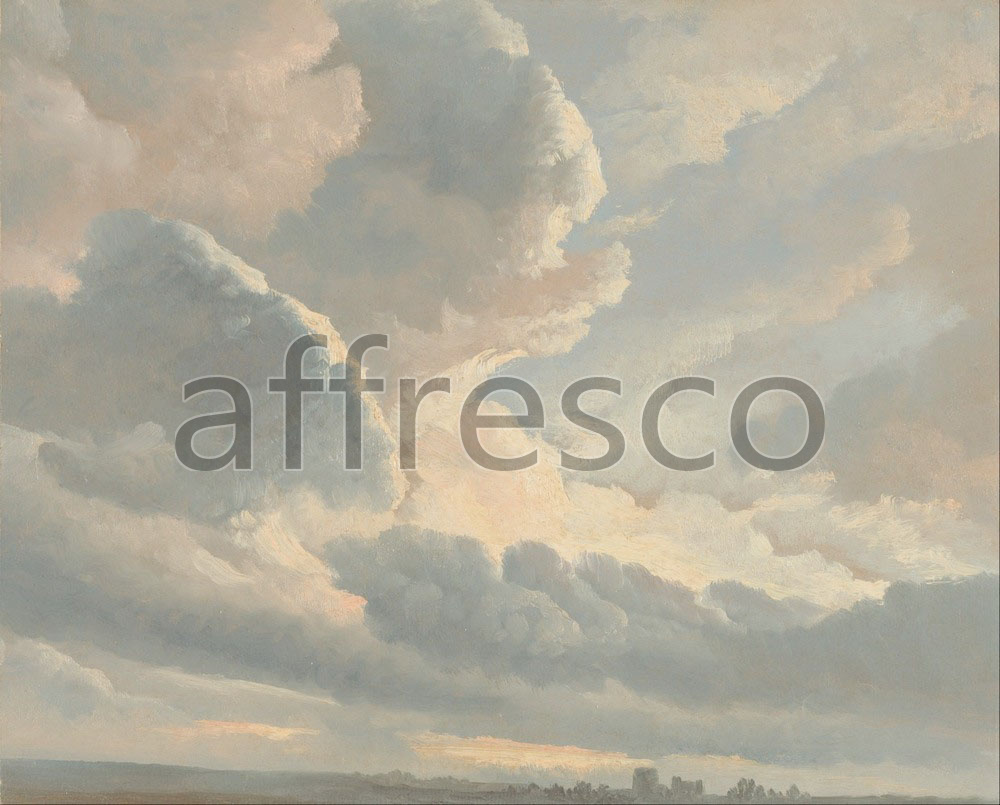 Classic landscapes | Simon Alexandre Clement Denis Flemish Study of Clouds with a Sunset near Rome | Affresco Factory