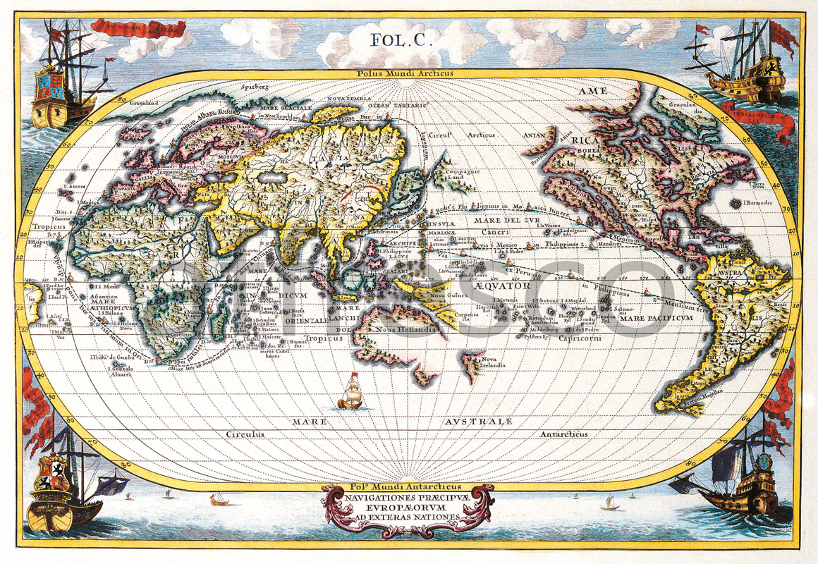 0053 | Maps | Старинная карта мира | Affresco Factory