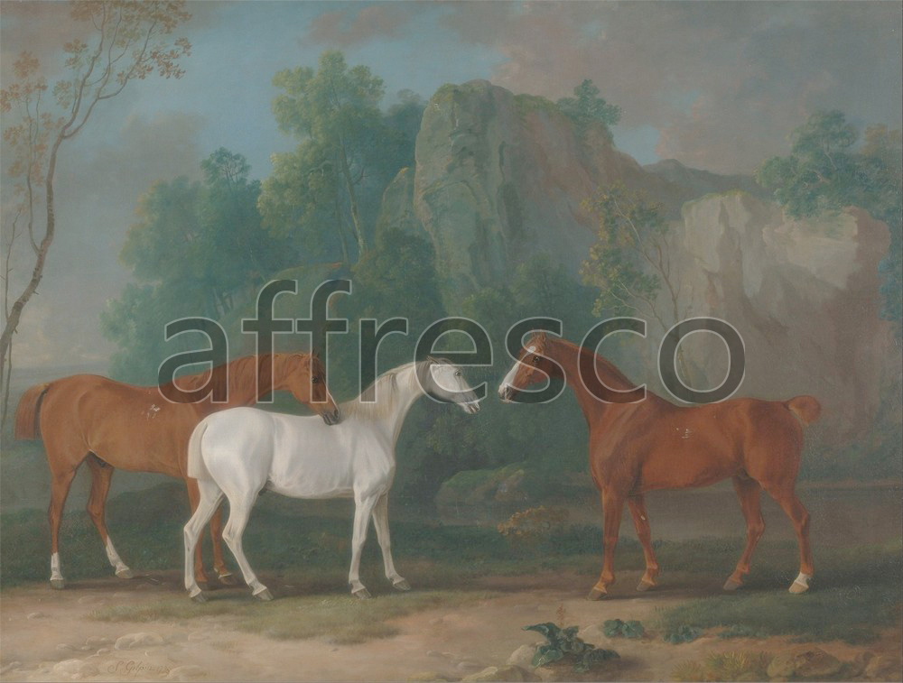 Paintings of animals | Sawrey Gilpin Three Hunters in a Rocky Landscape | Affresco Factory