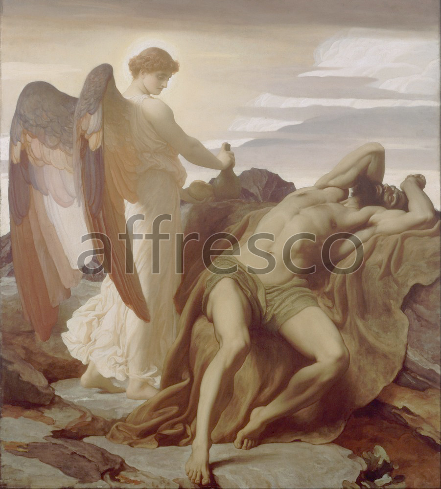 Biblical themes | Frederic Lord Leighton Elijah in the Wilderness | Affresco Factory