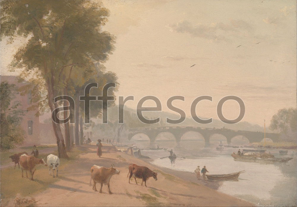 Classic landscapes | Sir Augustus Wall Callcott A View of Richmond Bridge on the Thames | Affresco Factory