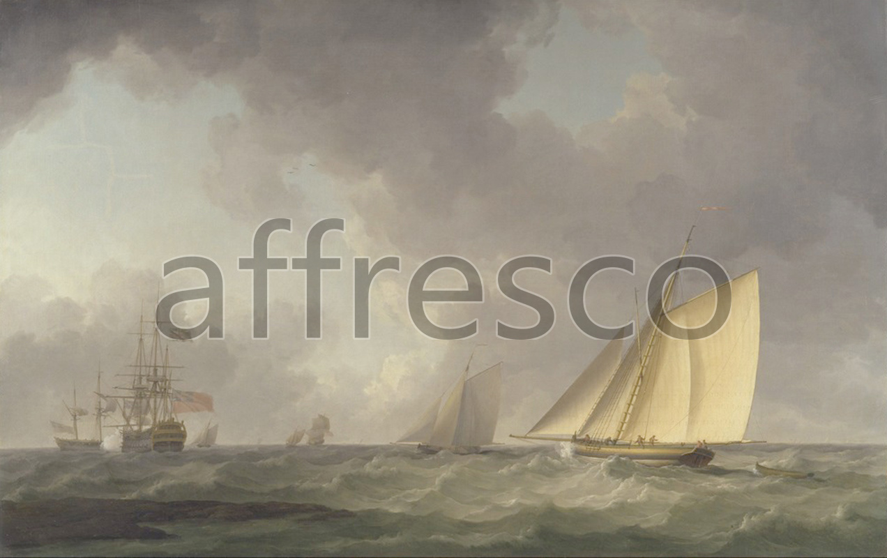Marine art | Charles Brooking Cutter Close Hauled in a Fresh Breeze with Other Shipping | Affresco Factory