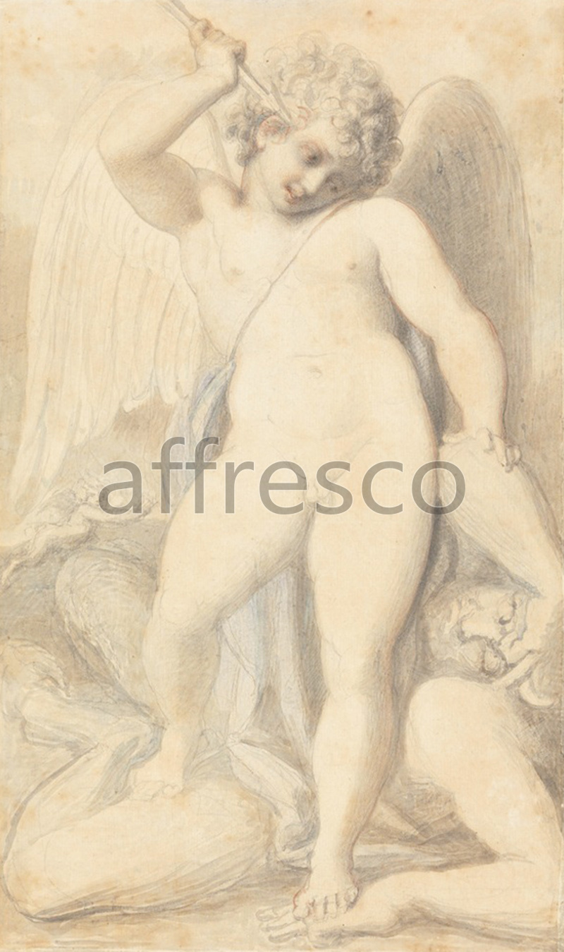 Classical antiquity themes | Richard Cosway Cupid Overpowering a Satyr | Affresco Factory