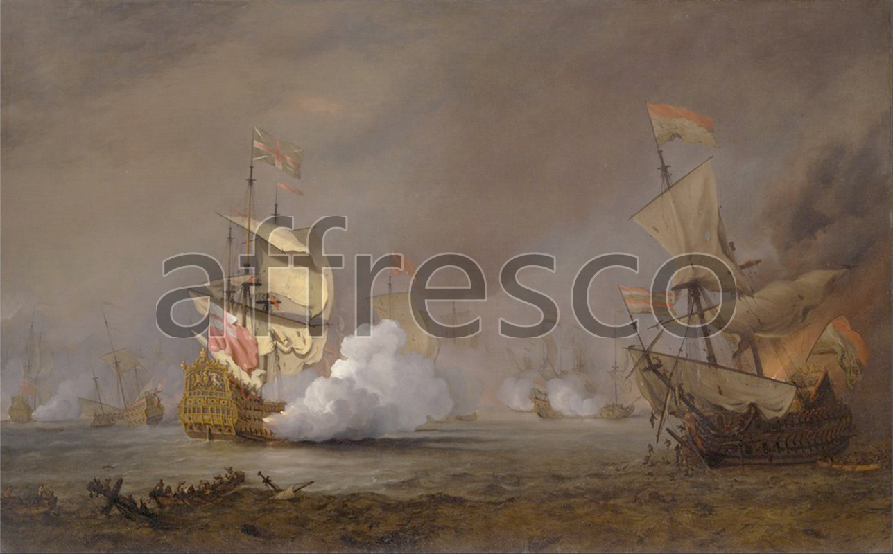 Marine art | Willem van de Velde the Younger Sea Battle of the Anglo Dutch Wars | Affresco Factory