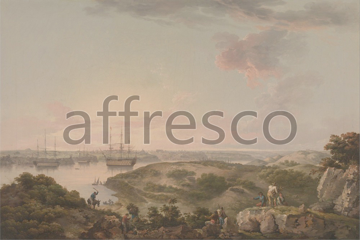 Classic landscapes | John Thomas Serres Port Mahon Minorca with British Men of War at Anchor | Affresco Factory