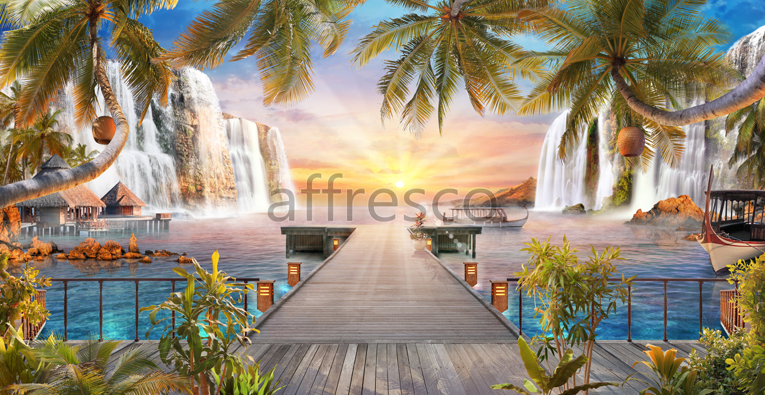6411 | The best landscapes | Waterfall view from a pier | Affresco Factory