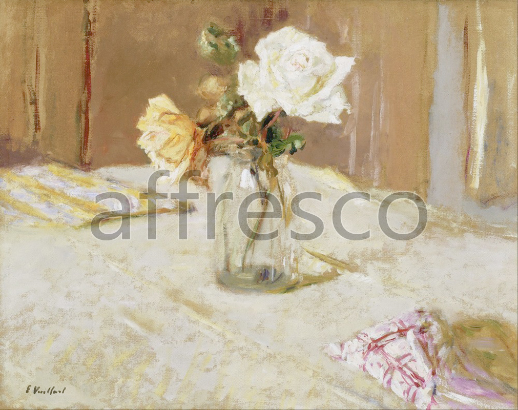 Still life | Edouard Vuillard Roses in a Glass Vase | Affresco Factory