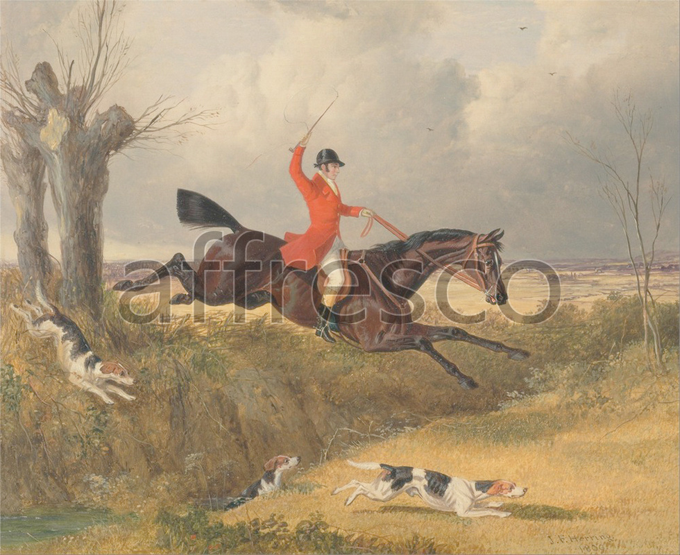 Hunting themes | John Frederick Herring Foxhunting Clearing a Ditch | Affresco Factory