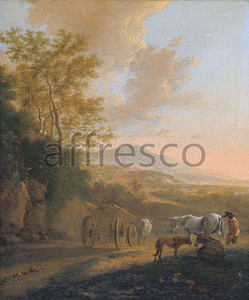 Classic landscapes | Both Jan Italian Landscape with an Ox cart | Affresco Factory