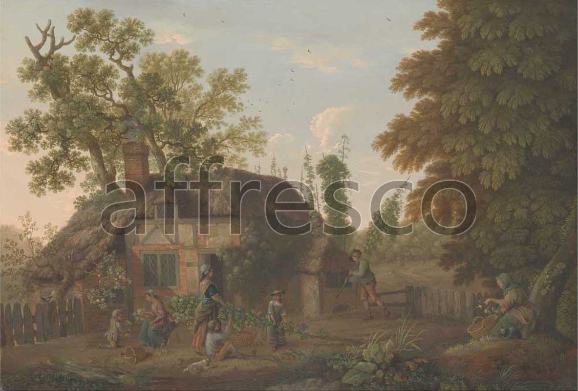 Classic landscapes | George Smith Hop Pickers Outside a Cottage | Affresco Factory