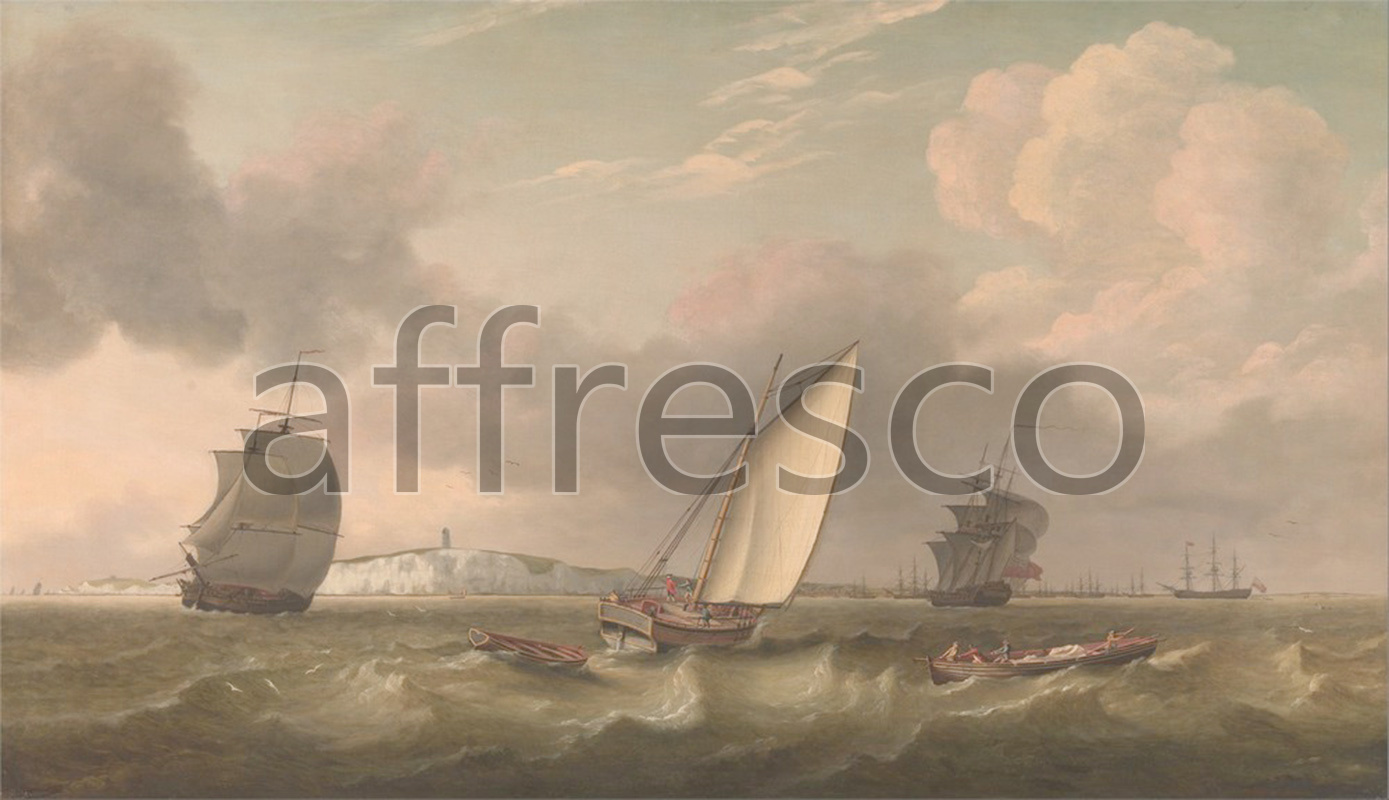 Marine art | Thomas Luny A Packet Boat Under Sail in a Breeze off the South Foreland | Affresco Factory