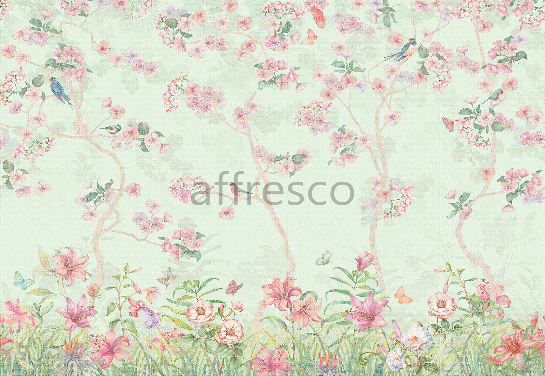 6885 | Forest | Wallpaper birds with flowers | Affresco Factory