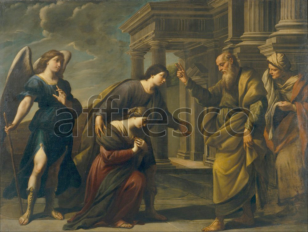 Biblical themes | Andrea Vaccaro Raguels Blessing of her Daughter Sarah before Leaving Ecbatana with Tobias | Affresco Factory
