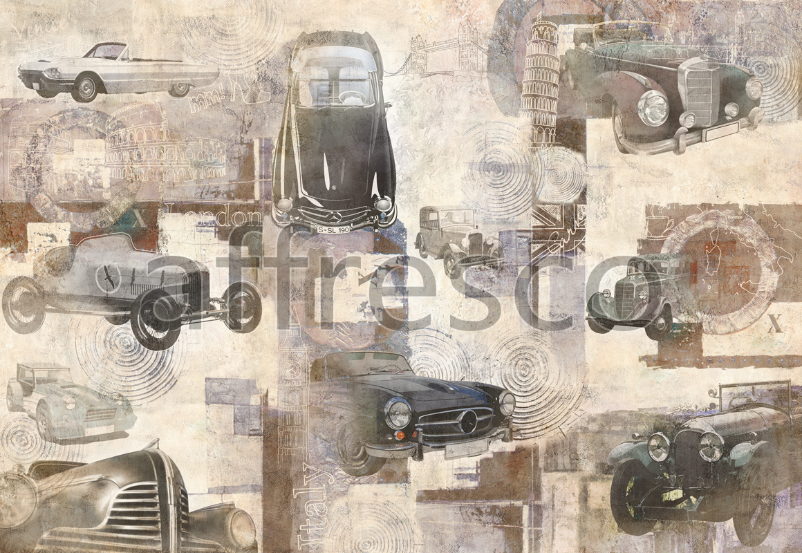 7052 | Retro | Коллаж с автомобилями | Affresco Factory