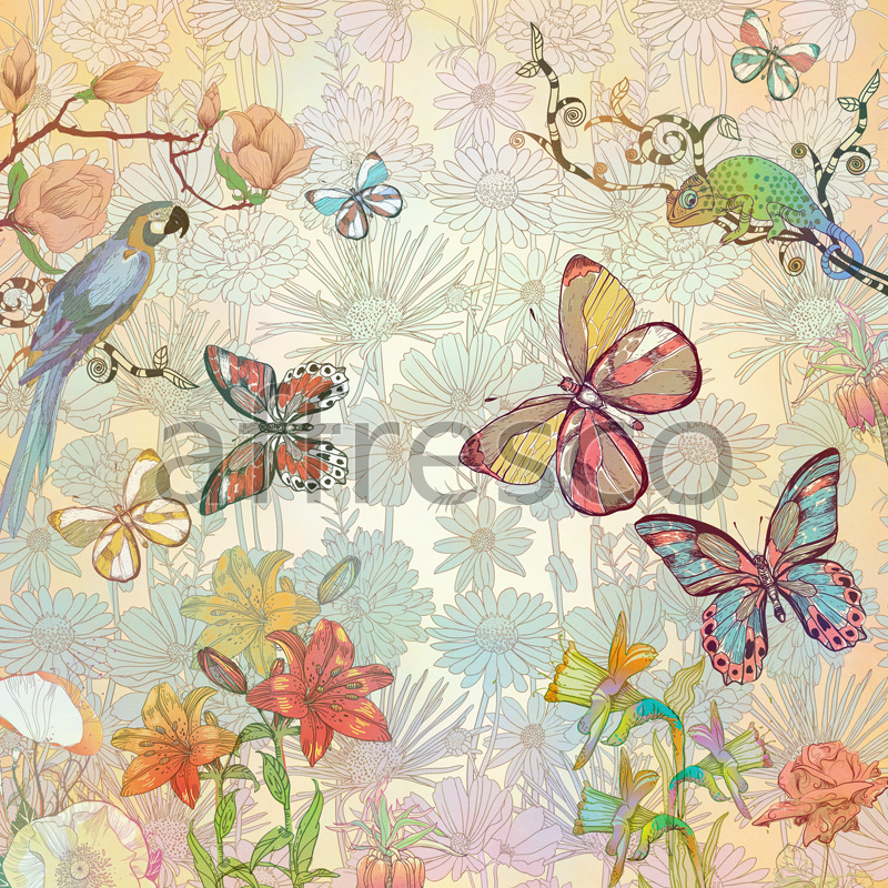 7175 | Flowers | theme with butterflies | Affresco Factory