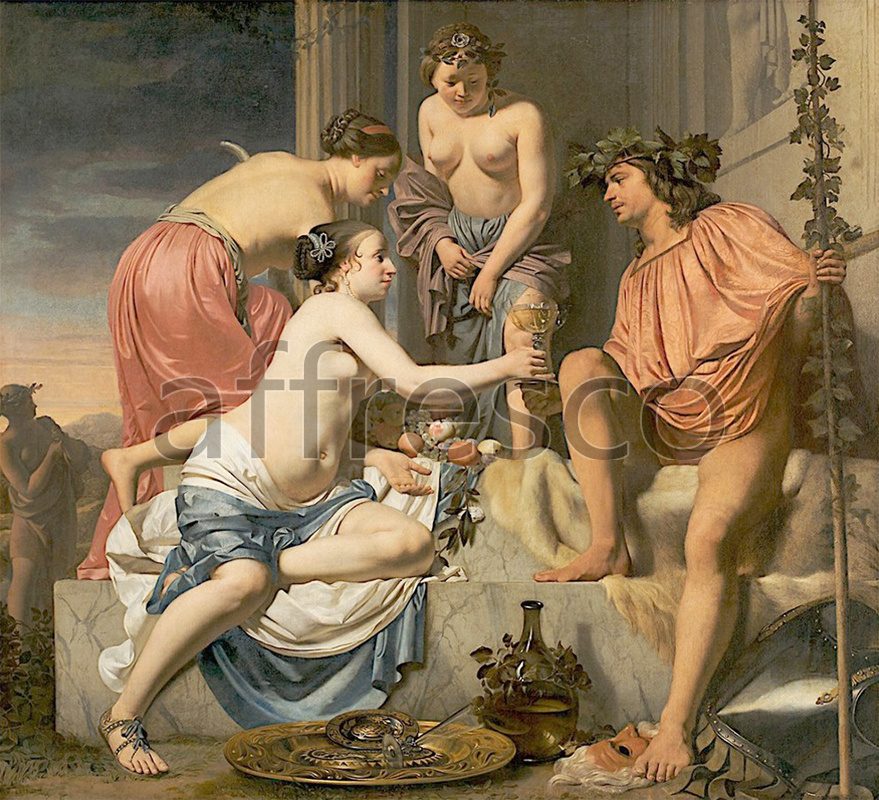 Classical antiquity themes | Caesar Boetius van Everdingen Bacchus on a Throne Nymphs Offering Bacchus Wine and Fruit | Affresco Factory