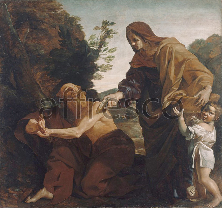 Classical antiquity themes | Giovanni Lanfranco Elijah Receiving Bread from the Widow of Zarephath | Affresco Factory
