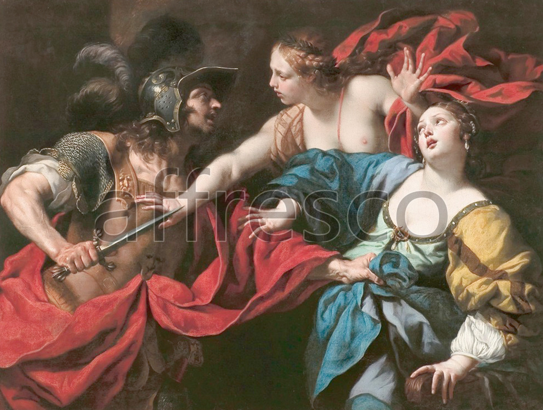 Classical antiquity themes | Luca Ferrari Venus preventing her son Aeneas from killing Helen of Troy | Affresco Factory