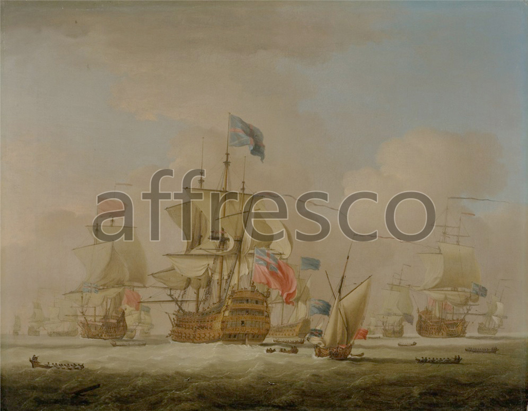 Marine art | Peter Monamy British Men of War and a Sloop | Affresco Factory