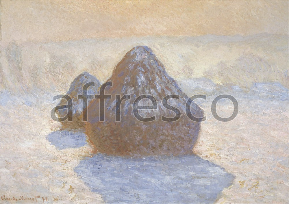 Impressionists & Post-Impressionists | Claude Monet Haystacks Snow Effect | Affresco Factory