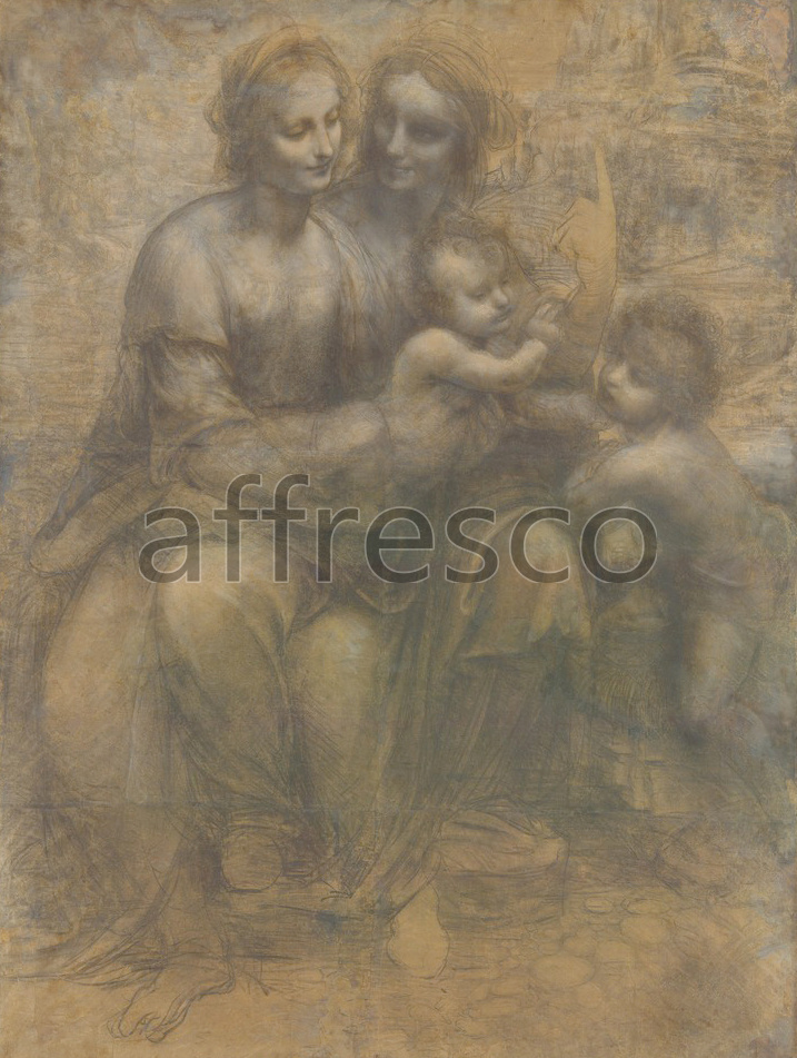 Biblical themes | Leonardo da Vinci Virgin and Child with Ss Anne and John the Baptist | Affresco Factory