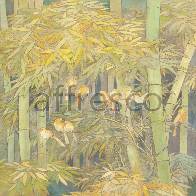 6013 | China & Japan | Птицы на стеблях бамбука | Affresco Factory