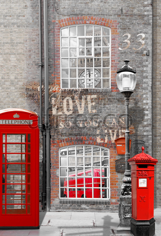 7146 | The best landscapes | Red telephone booth | Affresco Factory