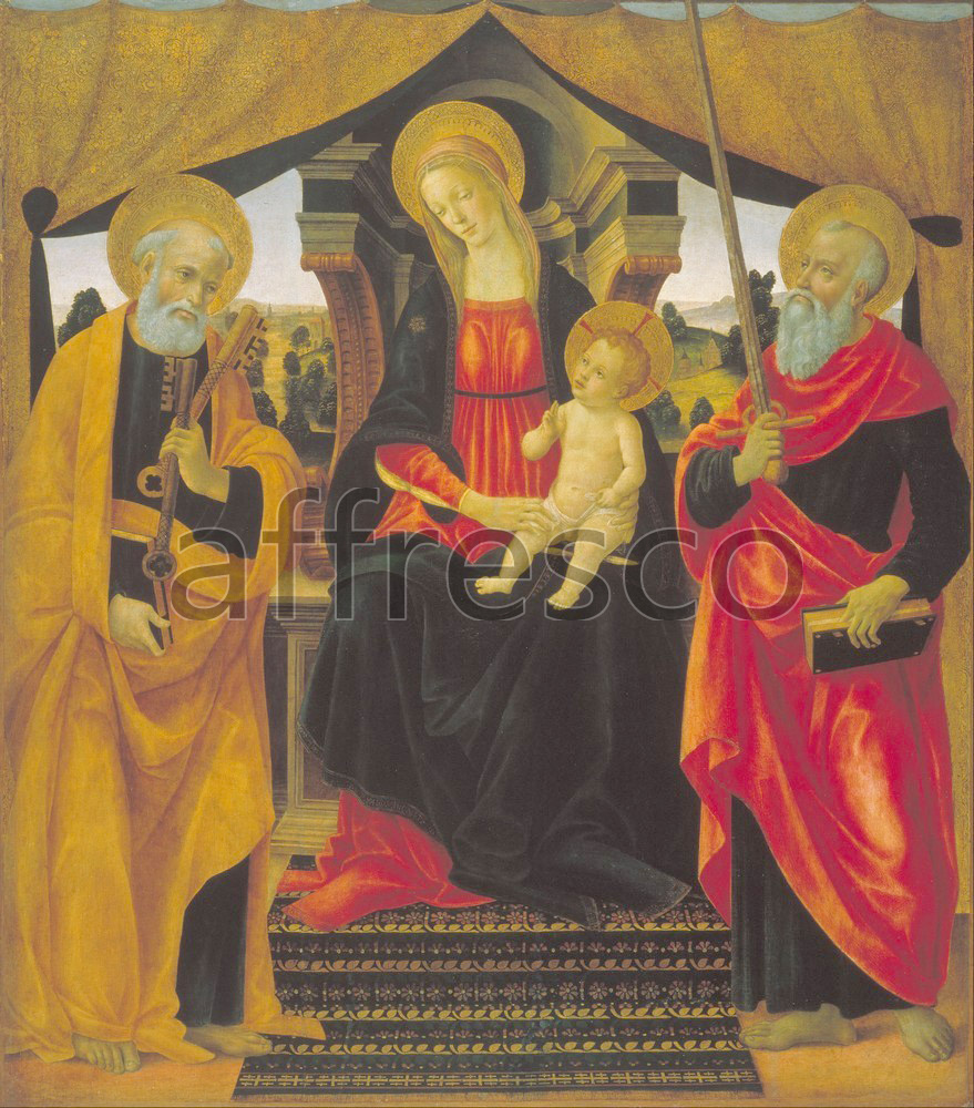 Biblical themes | Vincenzo Frediani Virgin and Child between Saint Peter and Saint Paul | Affresco Factory