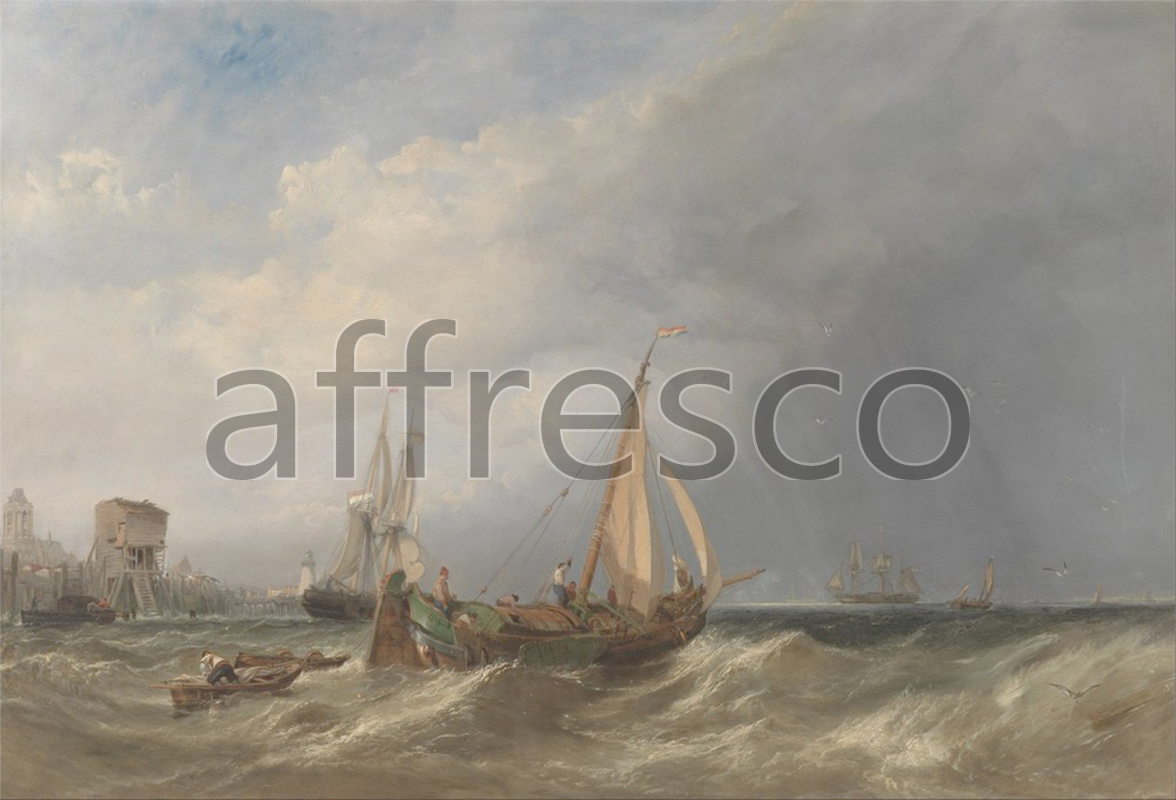 Marine art | Clarkson Stanfield A Dutch Barge and Merchantmen Running out of Rotterdam | Affresco Factory