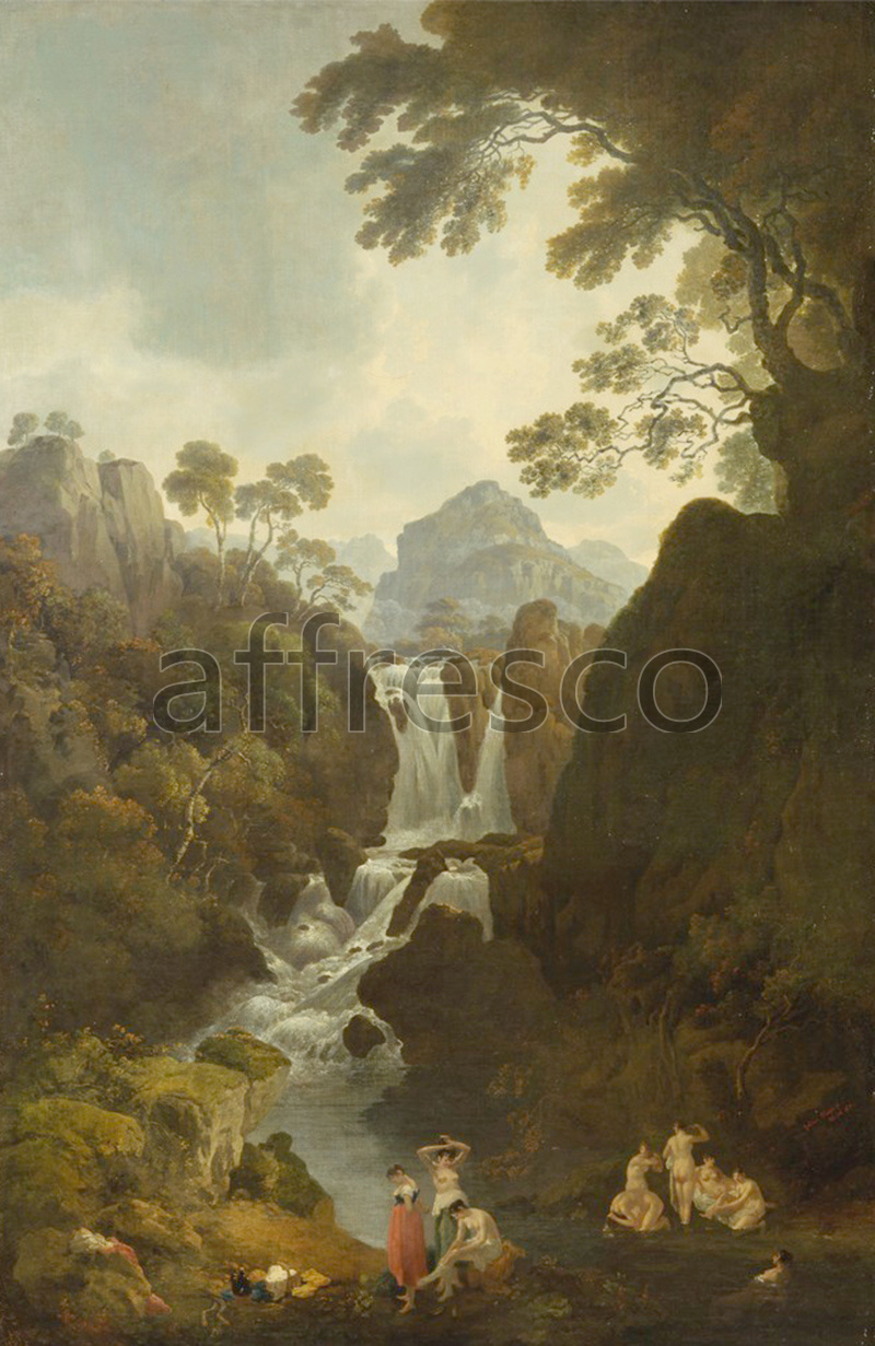 Classic landscapes | Julius Caesar Ibbetson A Waterfall with Bathers | Affresco Factory