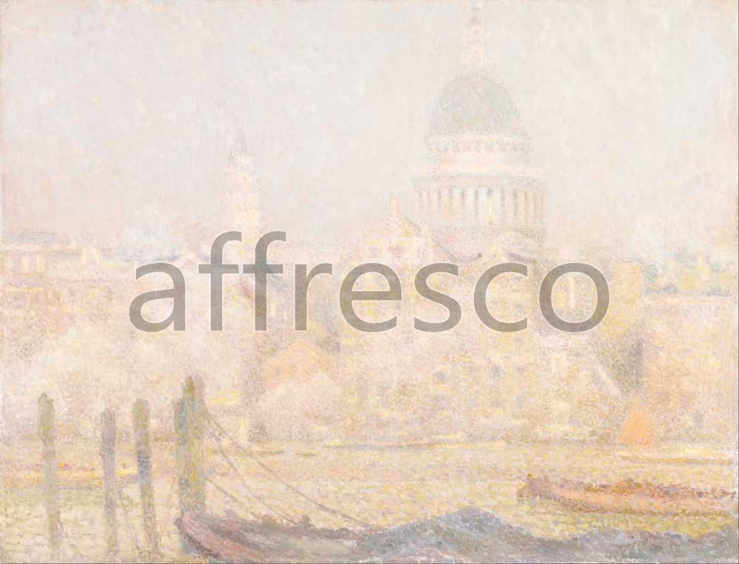 Classic landscapes | Henri Le Sidaner St. Pauls from the River Morning Sun in Winter | Affresco Factory